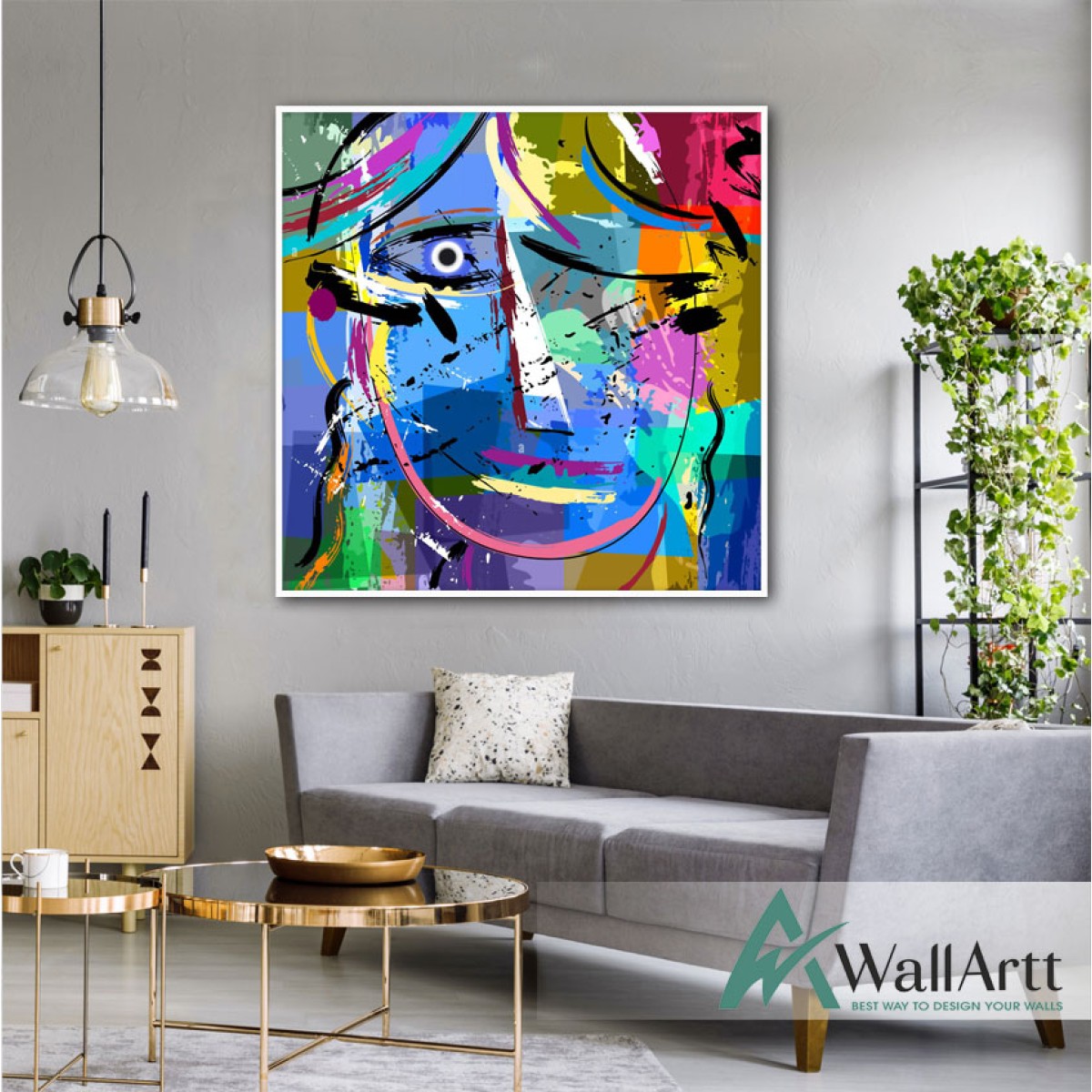 Abstract Colorful Face Textured Partial Oil Painting