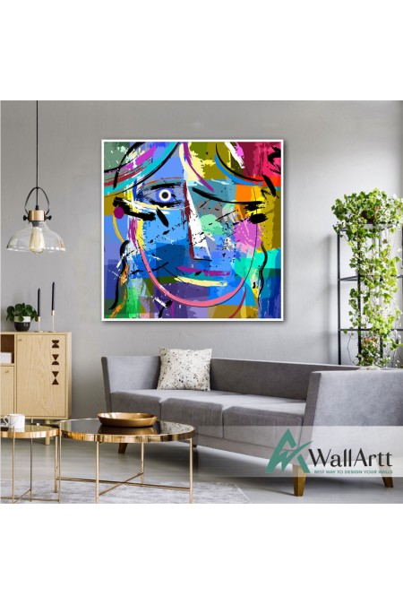 Abstract Colorful Face Textured Partial Oil Painting