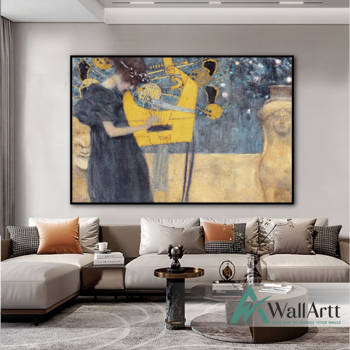 Gustav Klimt The Music Textured Partial Oil Painting