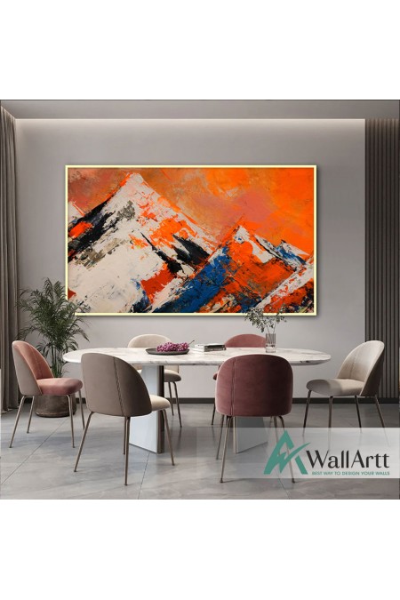 Orange Navy Mountains Textured Partial Oil Painting