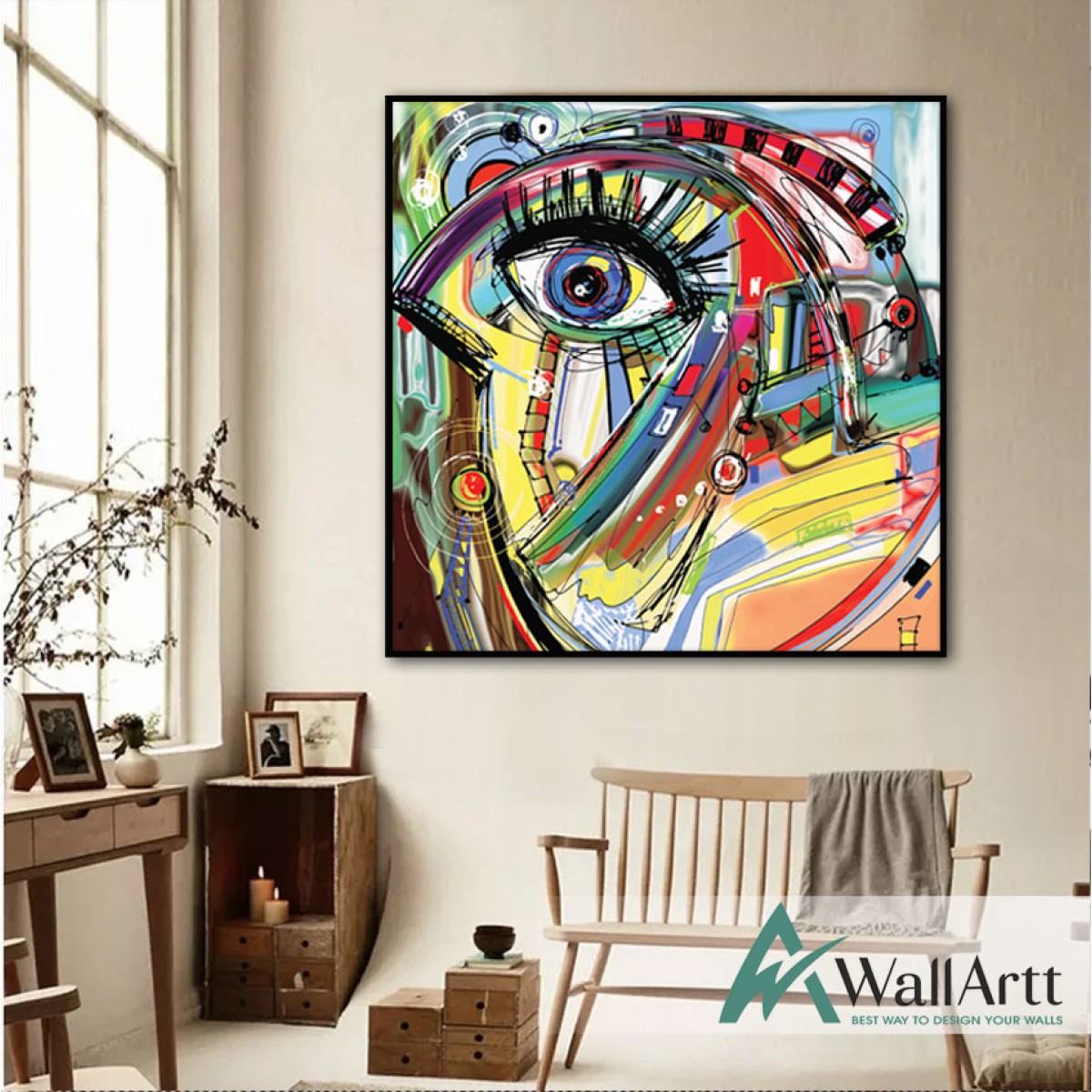 Abstract Blue Eye Textured Partial Oil Painting