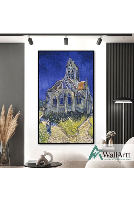 Vincent Van Gogh The Church at Auvers Textured Partial Oil Painting