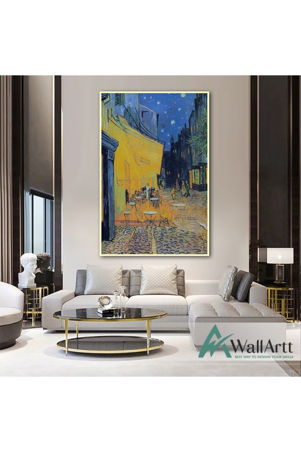 Café Terrace at Night by Vincent van Gogh Textured Partial Oil Painting