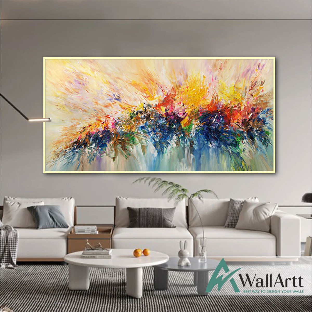 Abstract Color Explosion VIII Textured Partial Oil Painting