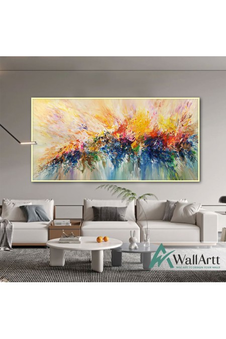 Abstract Color Explosion VIII Textured Partial Oil Painting
