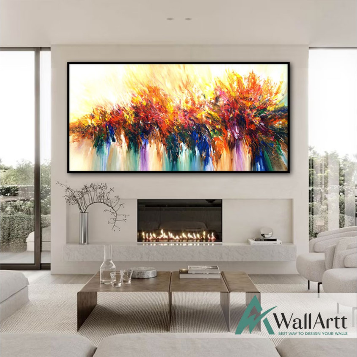 Abstract Color Explosion VII Textured Partial Oil Painting