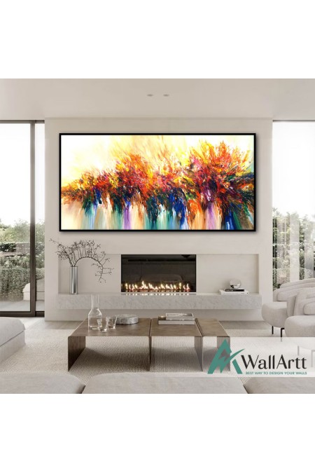 Abstract Color Explosion VII Textured Partial Oil Painting