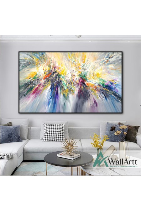 Abstract Color Explosion V Textured Partial Oil Painting