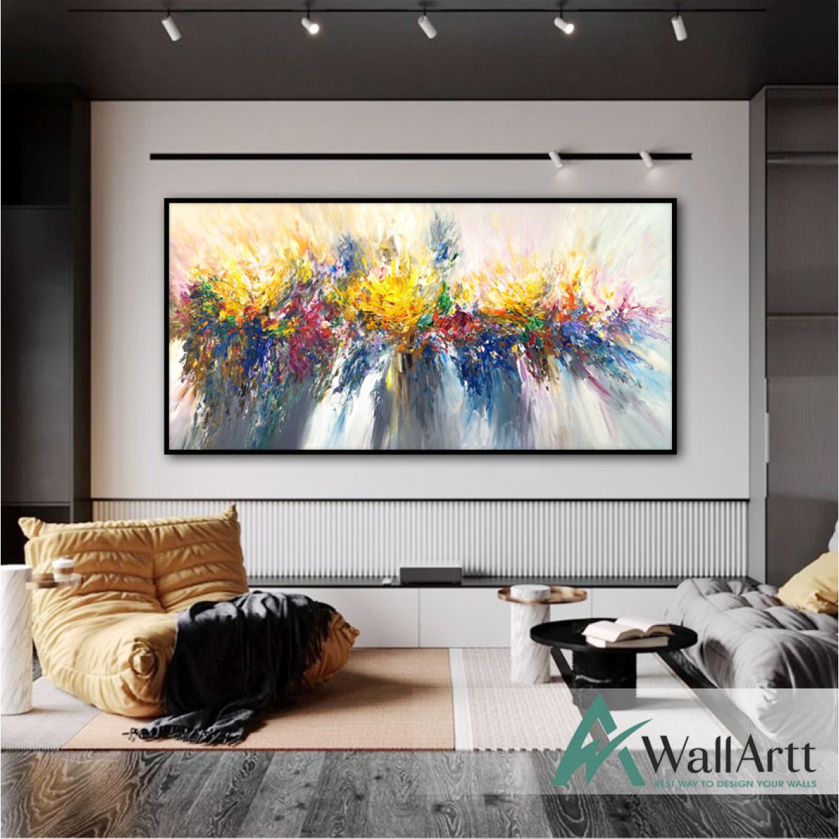 Abstract Color Explosion IX Textured Partial Oil Painting