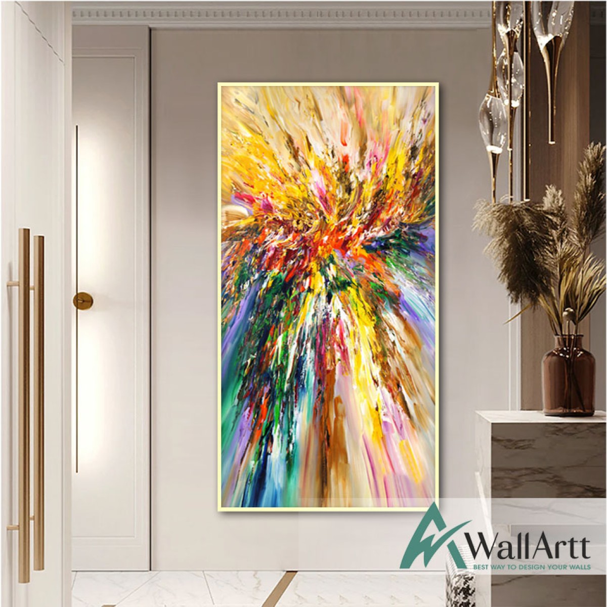 Abstract Color Explosion IV Textured Partial Oil Painting