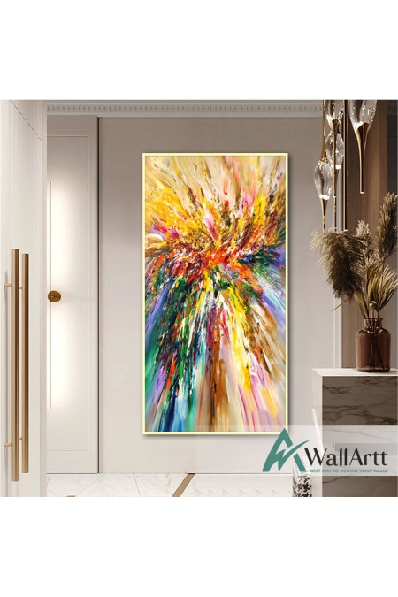 Abstract Color Explosion IV Textured Partial Oil Painting