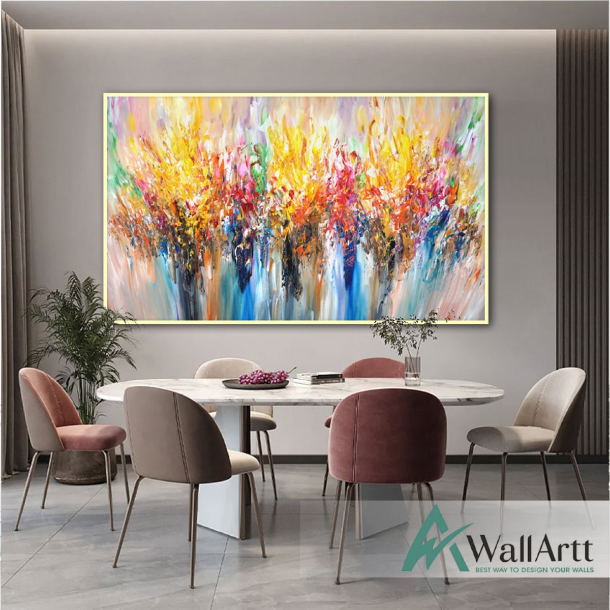 Abstract Color Explosion III Textured Partial Oil Painting