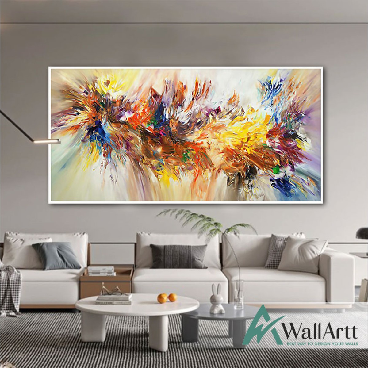 Abstract Color Explosion II Textured Partial Oil Painting