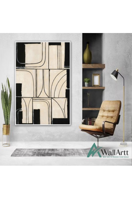 Black Beige Abstract II Textured Partial Oil Painting