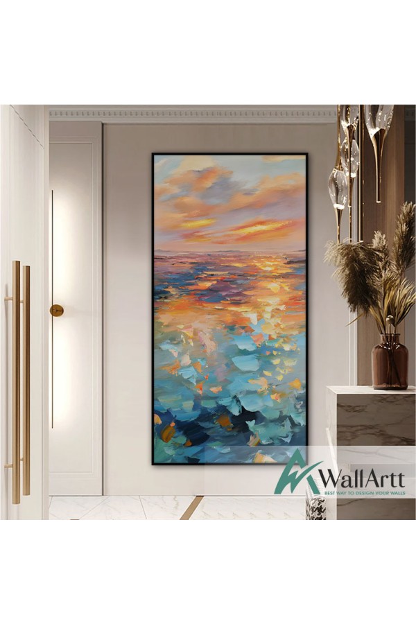 Abstract Sunset Textured Partial Oil Painting