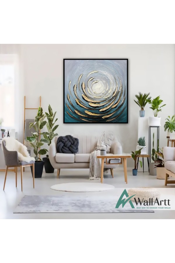 Abstract Fish Tornado Textured Partial Oil Painting - Wall Art