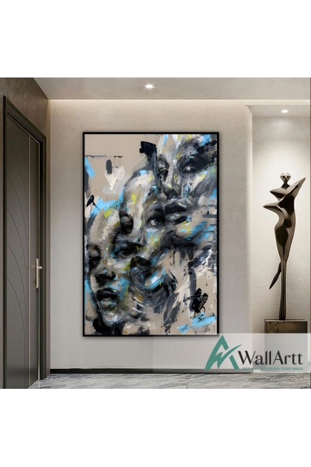 Abstract Women Faces Textured Partial Oil Painting