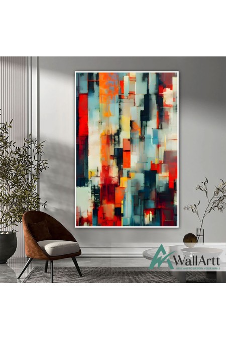 Abstract Blurry Orange Textured Partial Oil Painting