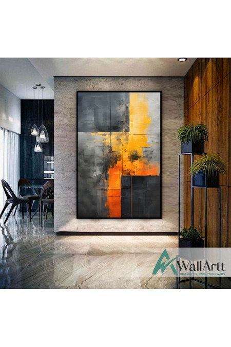 Orange Yellow Abstract Textured Partial Oil Painting