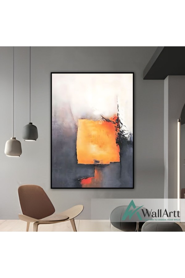 Orange Anthracite Abstract Textured Partial Oil Painting