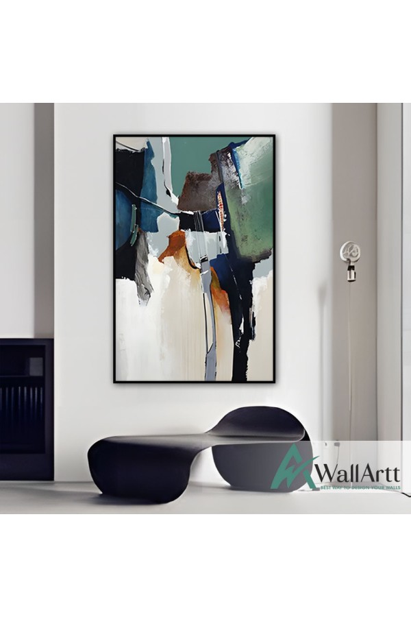Abstract White & Grey II Textured Partial Oil Painting - Wall Art