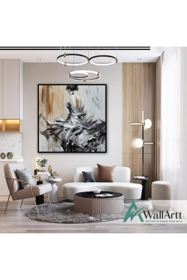 Dancing Woman Textured Partial Oil Painting - Wall Art