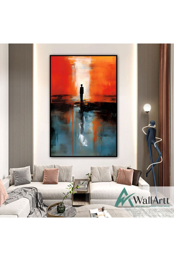 Alone Textured Partial Oil Painting - Wall Art