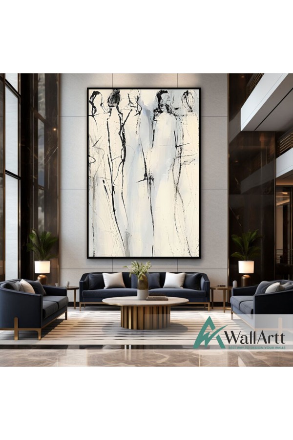 Abstract People III Textured Partial Oil Painting - Wall Art