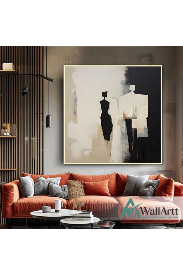 Abstract People Textured Partial Oil Painting - Wall Art