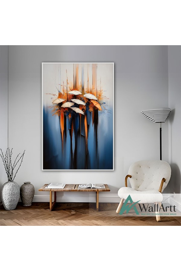 Abstract Umbrellas Textured Partial Oil Painting - Wall Art