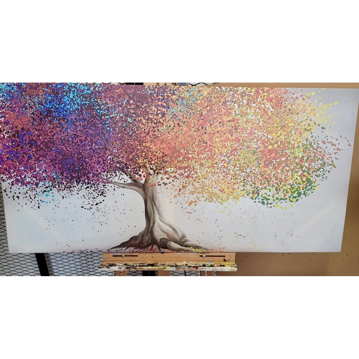 Abstract Colorful Tree II Textured Partial Oil Painting