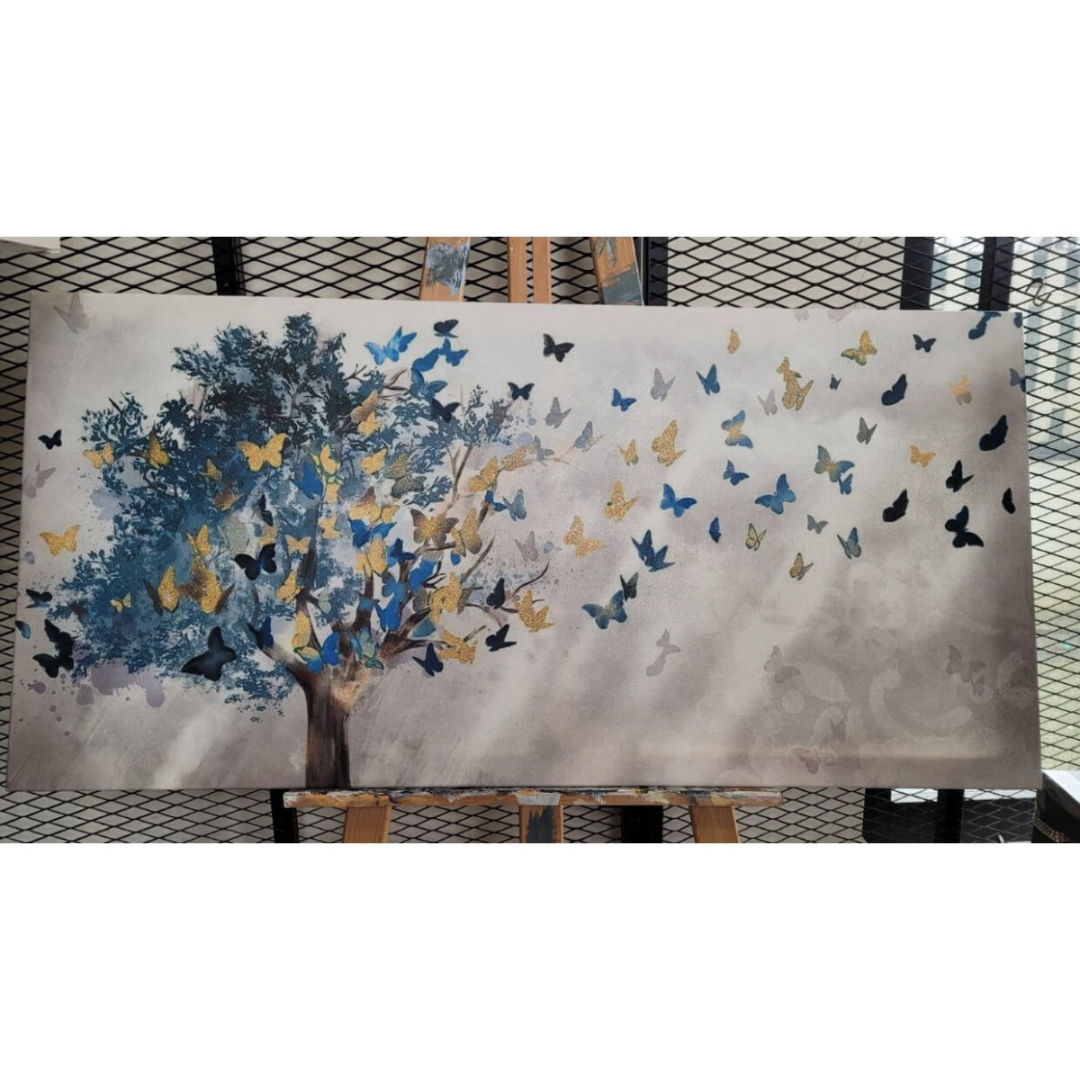 Abstract Butterfly Leaves Textured Partial Oil Painting