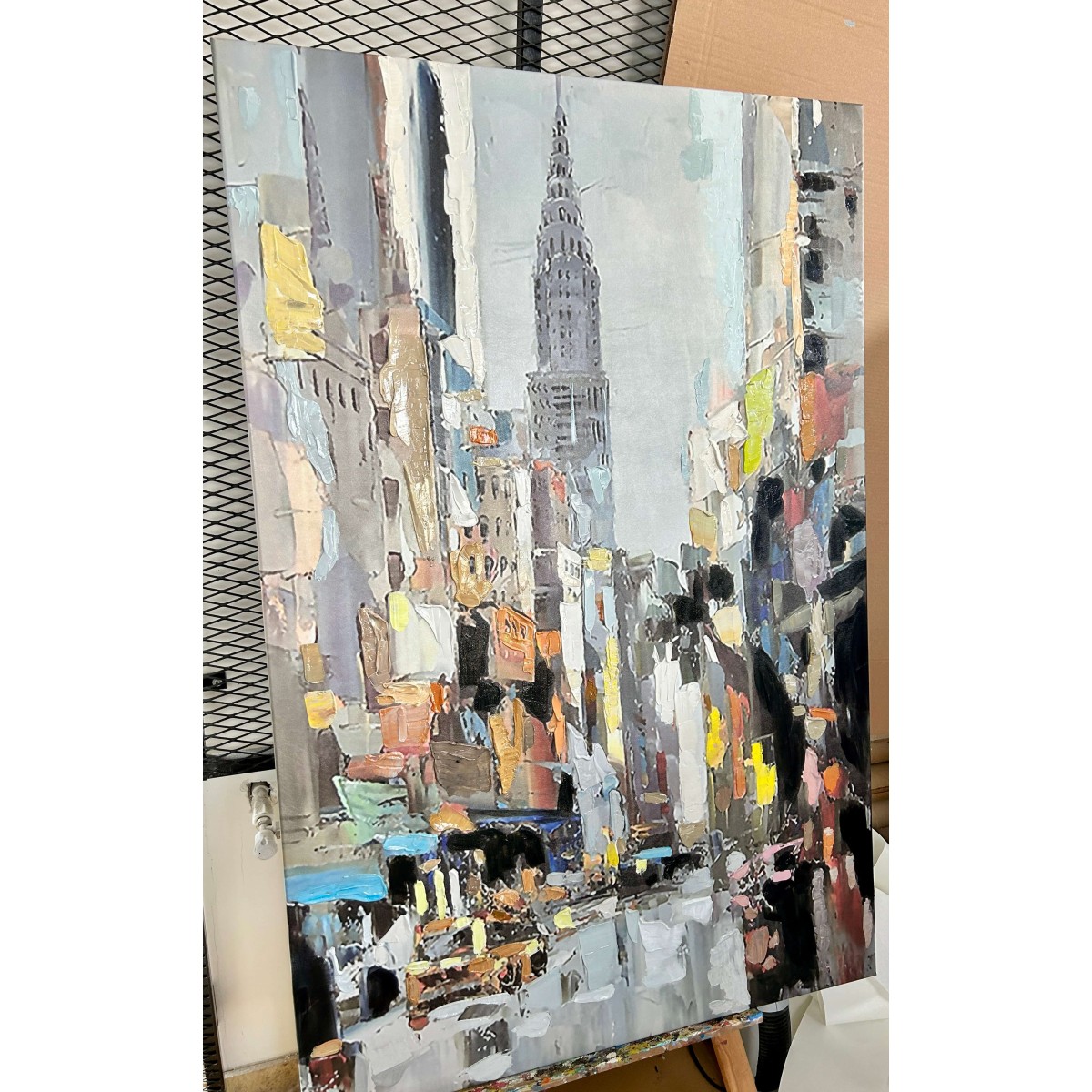 Abstract Metropol Street Textured Partial Oil Painting