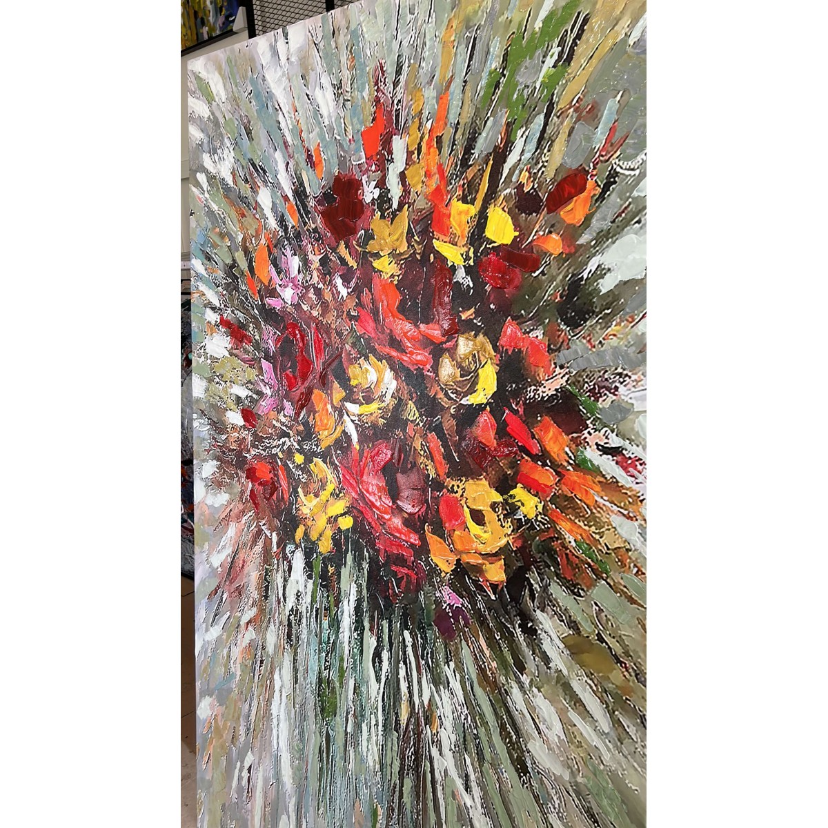 Abstract Flower Bouquet IV Textured Partial Oil Painting