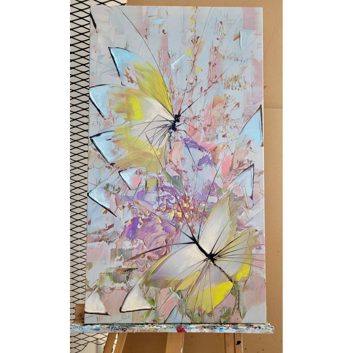 Yellow Butterflies Textured Partial Oil Painting