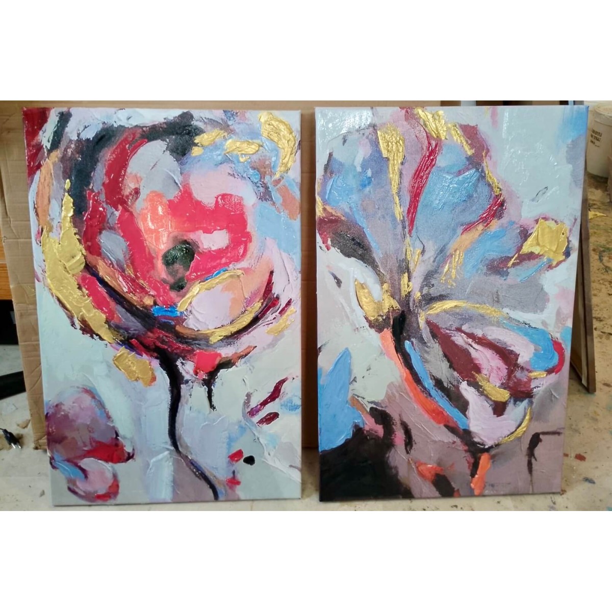 Dance of a Flower 2 Piece Textured Partial Oil Painting