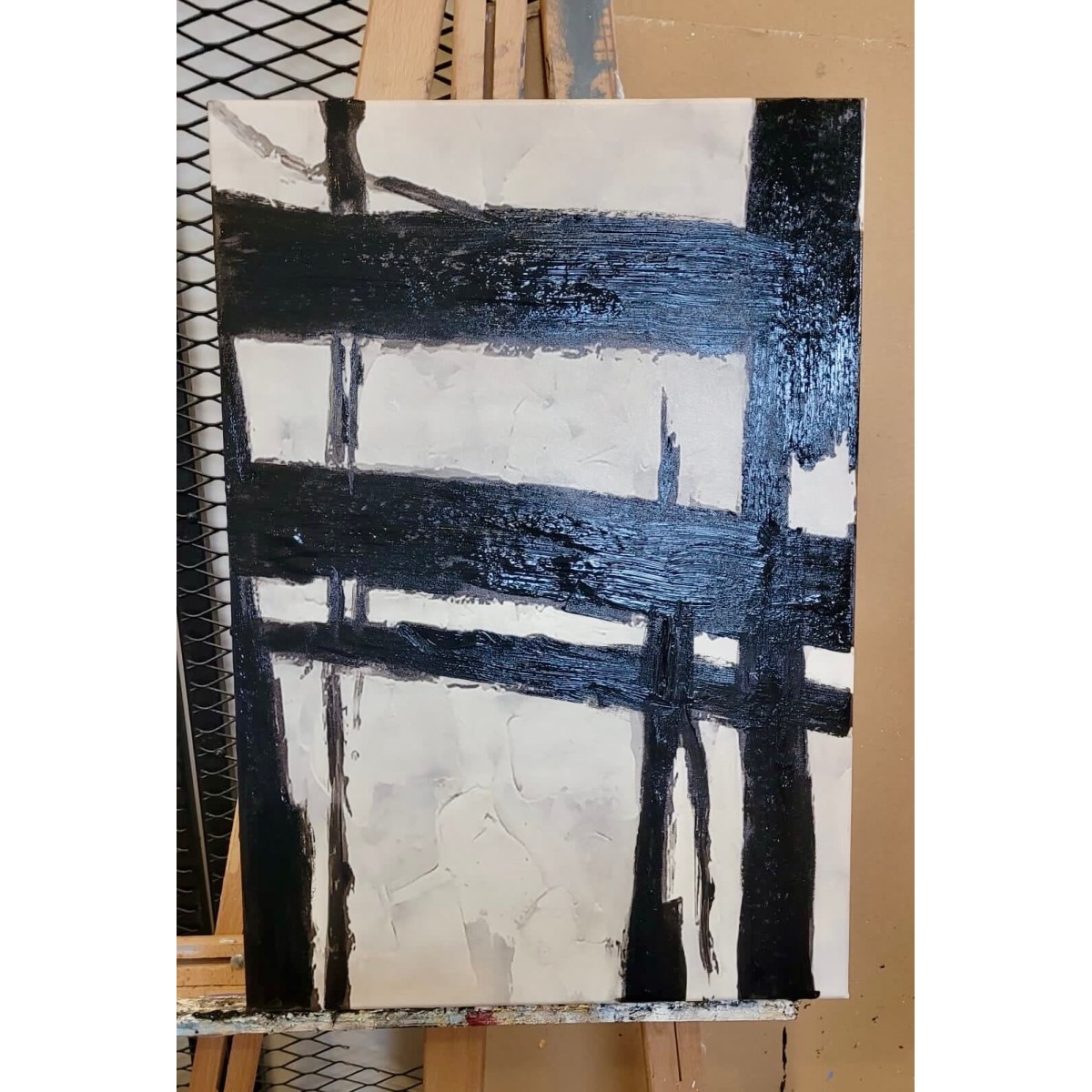 Abstract Stairs I Textured Partial Oil Painting