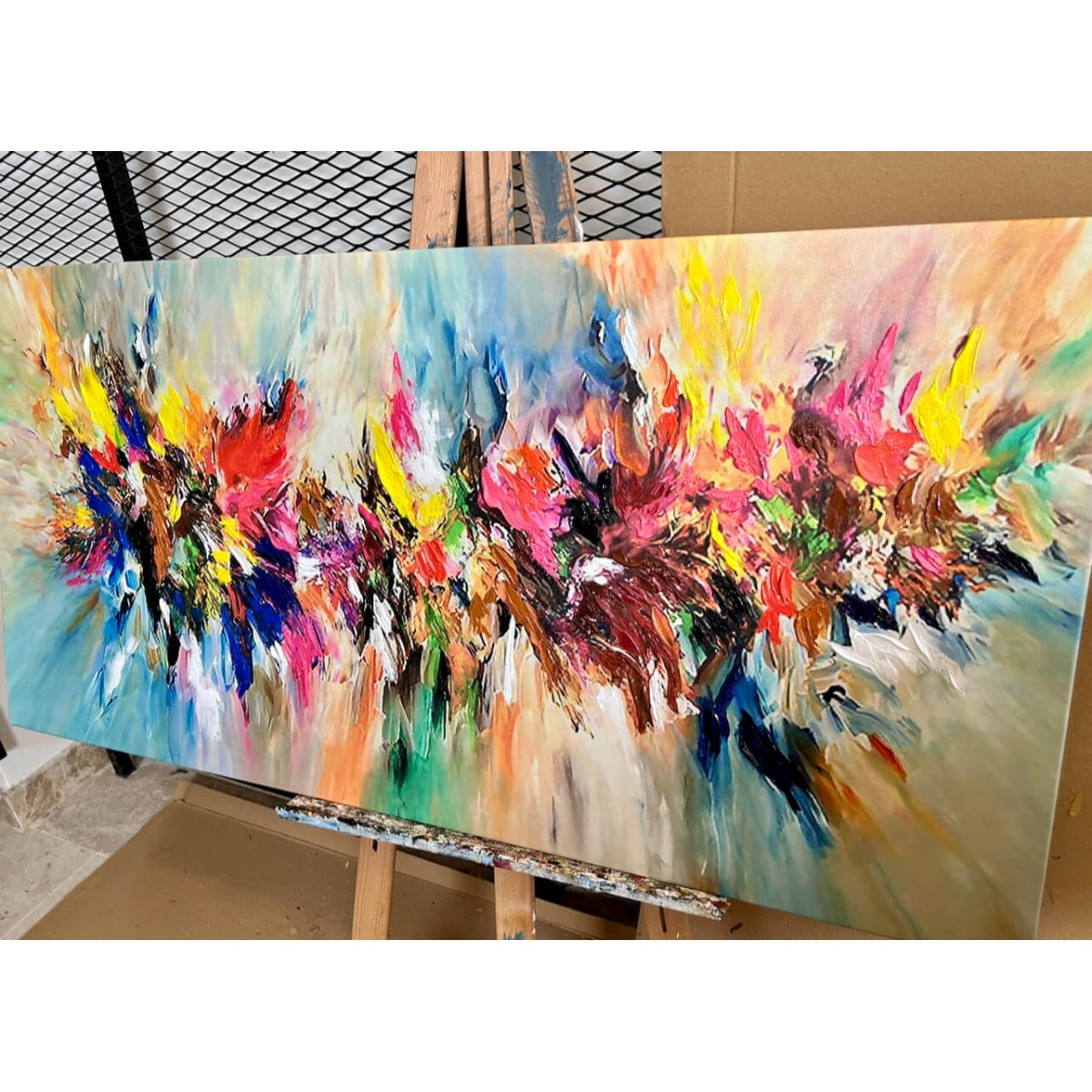 Abstract Color Explosion Textured Partial Oil Painting