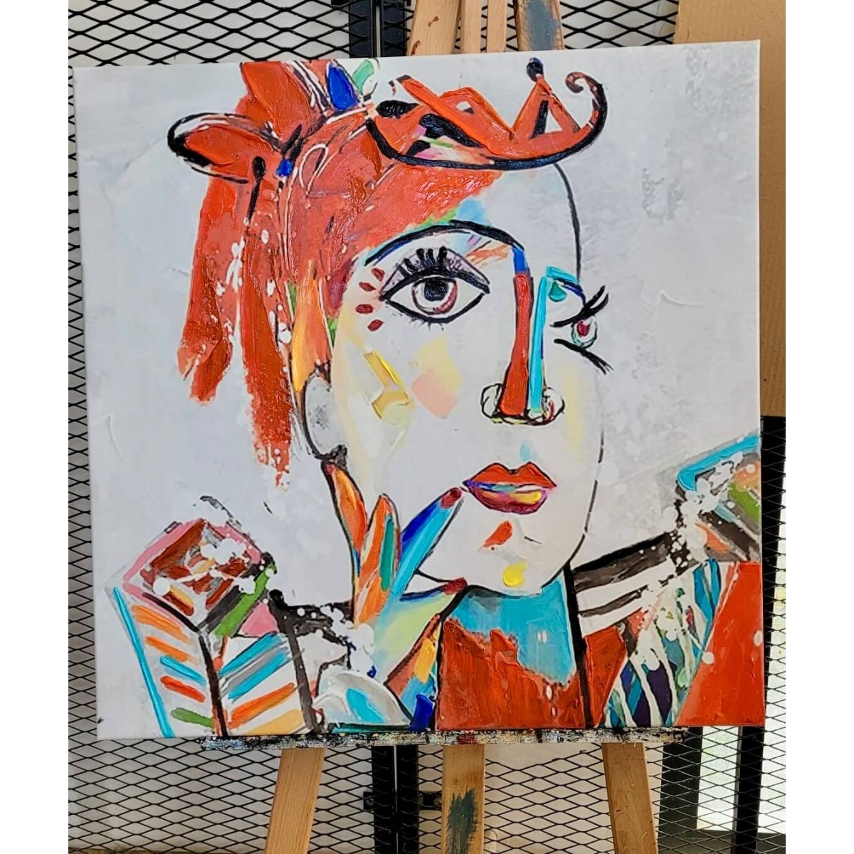 Abstract Woman Face 2 Piece Textured Partial Oil Painting