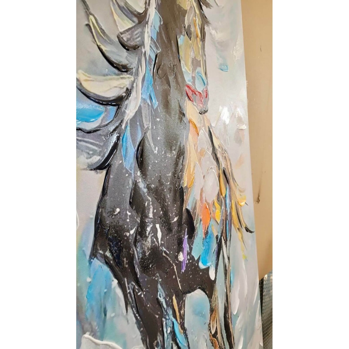 Abstract Running Horse Textured Partial Oil Painting