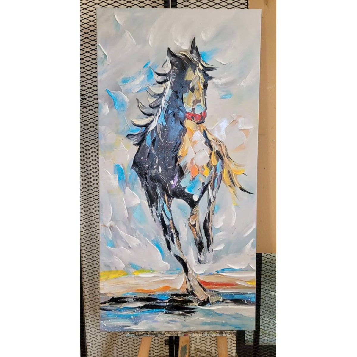 Abstract Running Horse Textured Partial Oil Painting