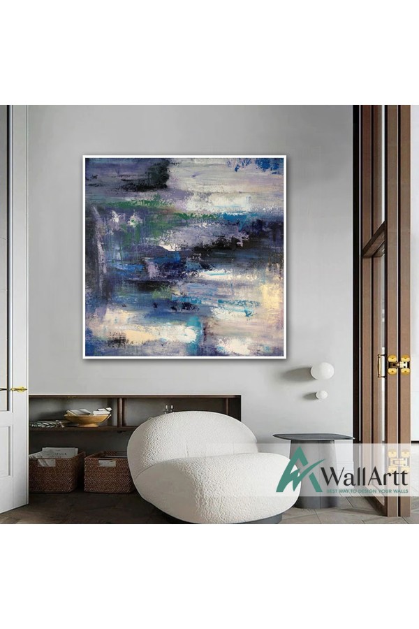 Windy Blue Textured Partial Oil Painting