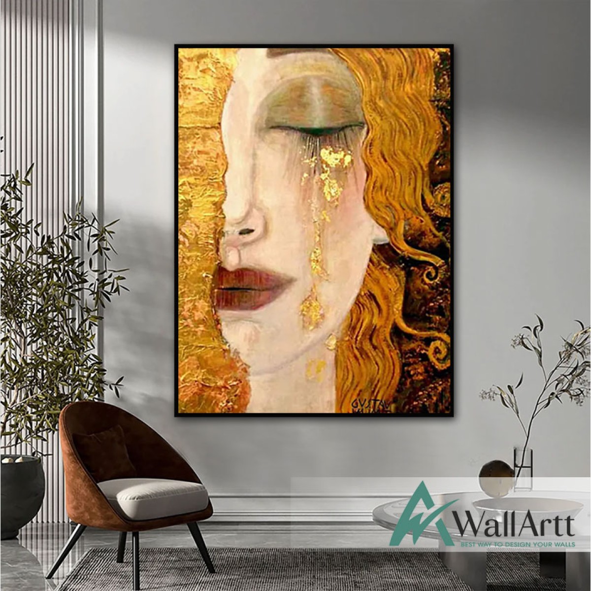 Gustav Klimt Golden Tears Textured Partial Oil Painting