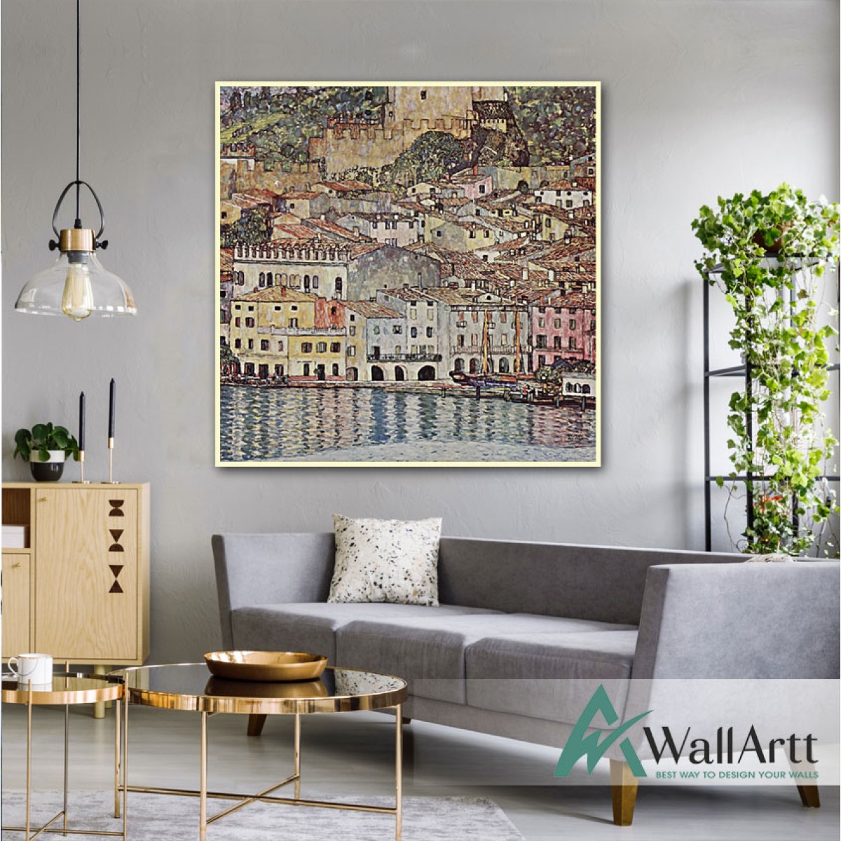 Gustav Klimt Lake Garda Textured Partial Oil Painting