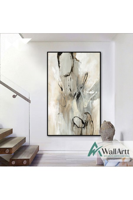 Black n White Abstract Textured Partial Oil Painting