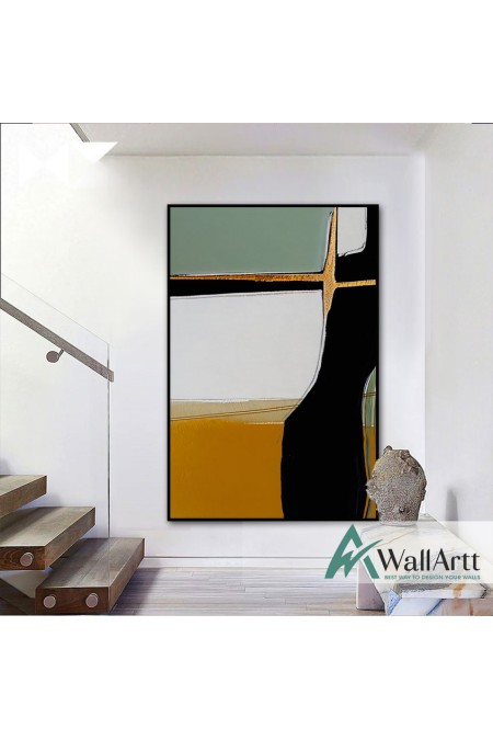Green Mustard II Abstract Textured Partial Oil Painting
