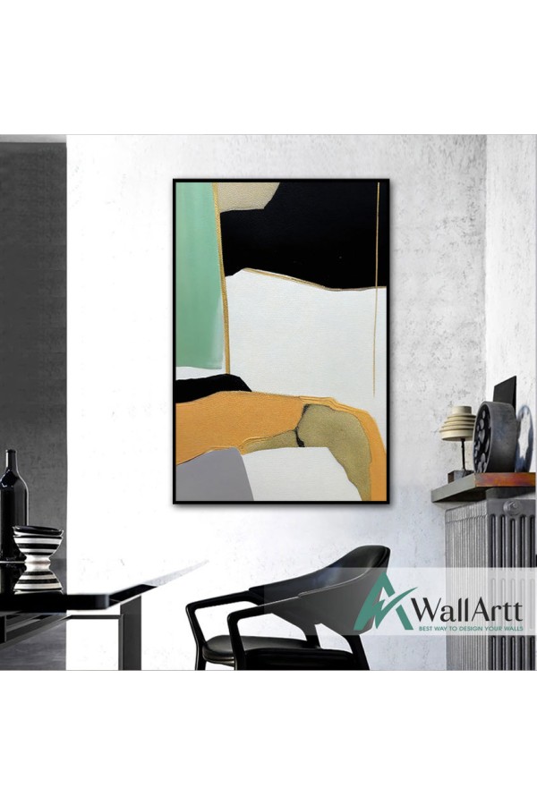 Green Black III Abstract Textured Partial Oil Painting