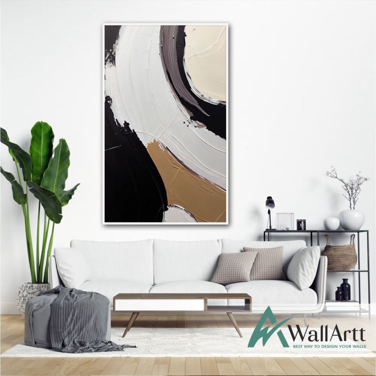 Brown Black Abstract Textured Partial Oil Painting