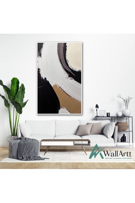 Brown Black Abstract Textured Partial Oil Painting