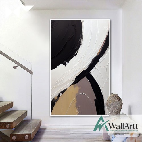 Brown Black III Abstract Textured Partial Oil Painting